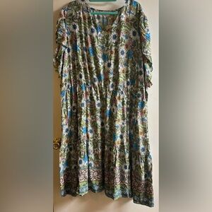 Floral Print Women's Dress - Green